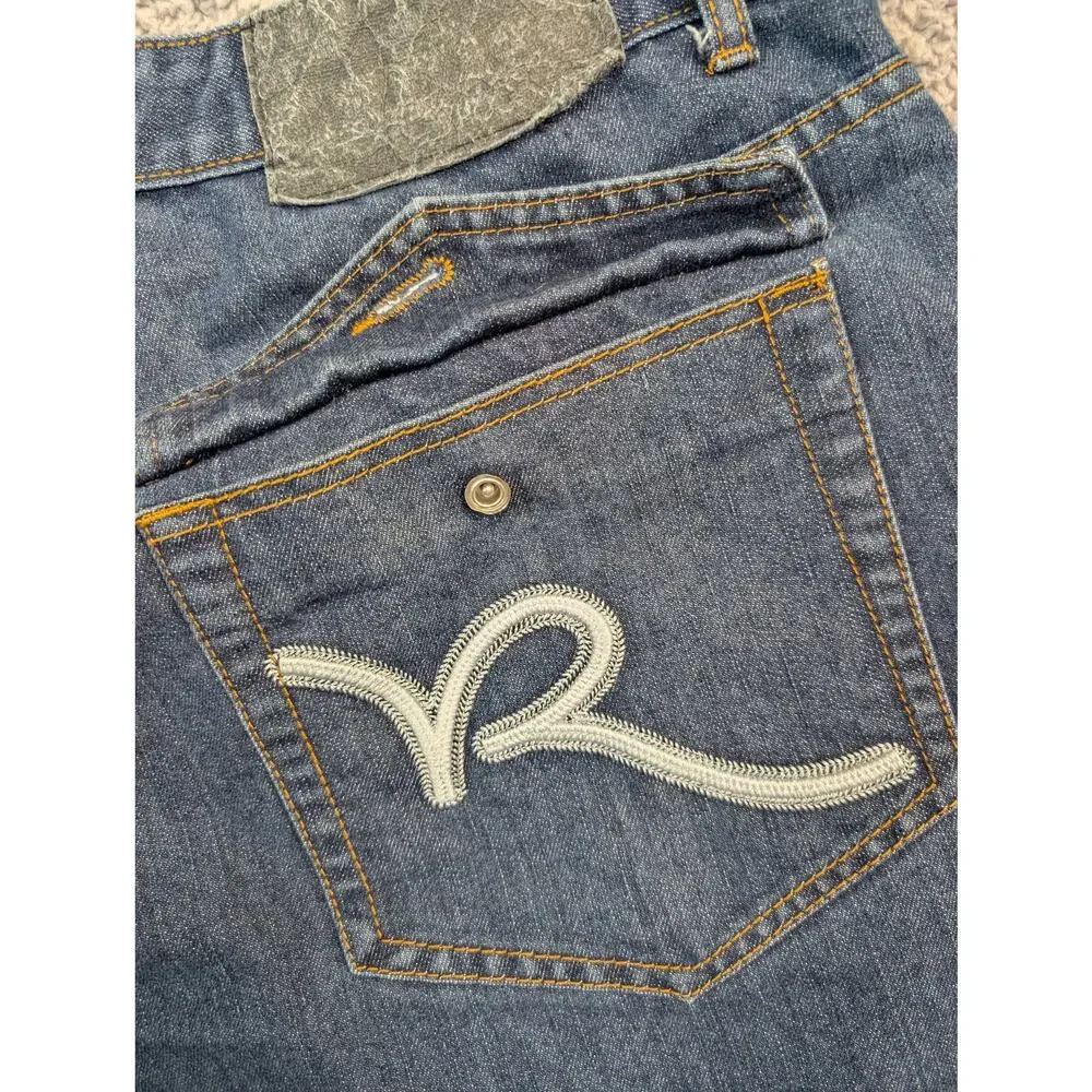 Rocawear Men's Shorts W40 Dark Wash Embroidered Y2K Baggy (1062)